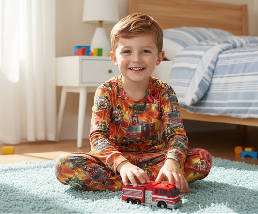 Bamboo Two Piece Pajama Set, Blazing Firefighter Dalmatian