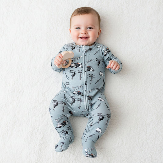 Bamboo Zipper Footie, Lineman