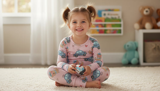 Valentine Pink Police, Bamboo Two Piece Pajama Set