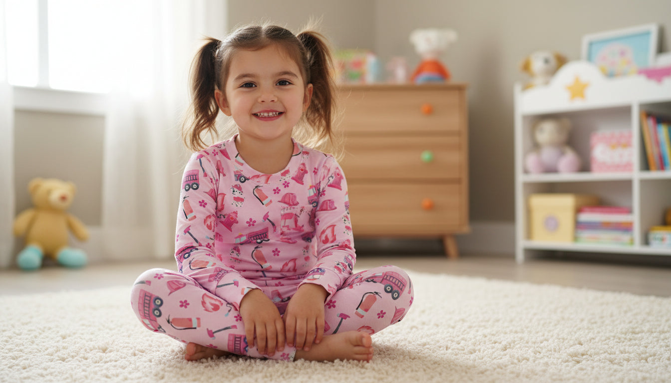 Pink Firefighter, Bamboo Two Piece Pajama Set