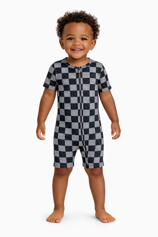 Checkered Dark Grey, Romper
