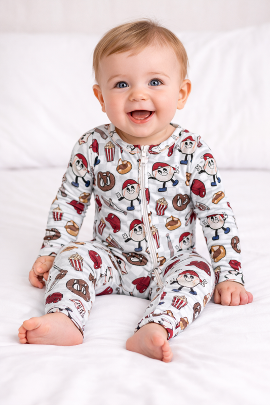 Bamboo Zipper Footie, Baseball