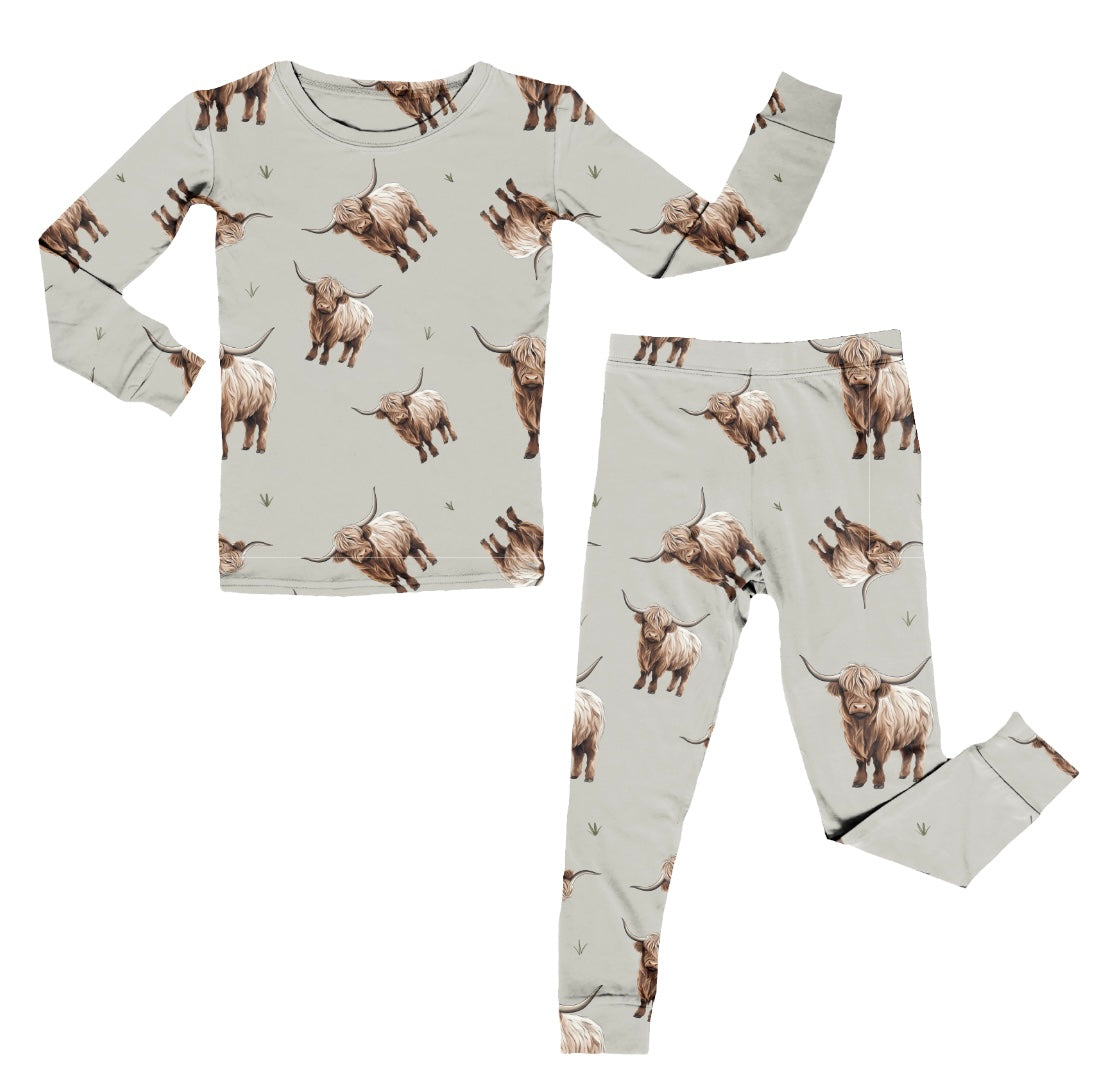 Bamboo Two Piece Pajama Set, West Highland Cow