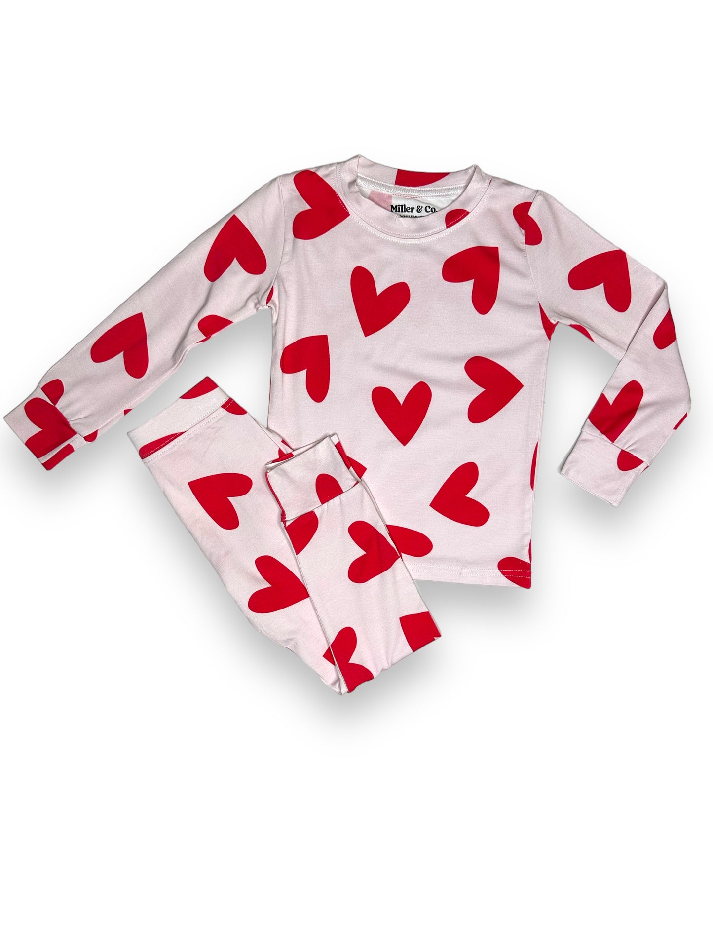 Bamboo Adult Two Piece Pajama Set, Hearts