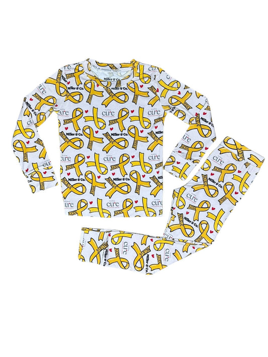 Bamboo Adult Two Piece Pajama Set, Cure Childhood Cancer