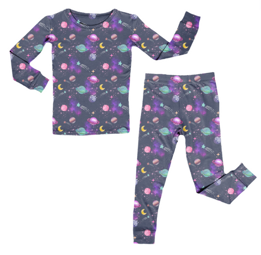Bamboo Two Piece Pajama Set, Planets