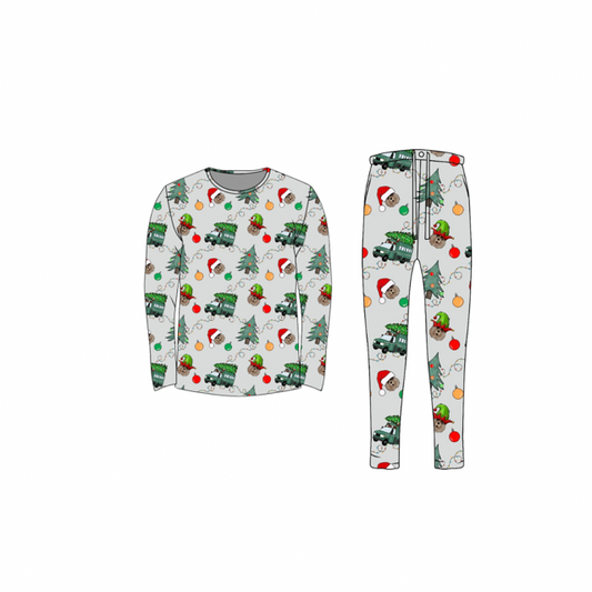 Bamboo Adult Two Piece Pajama Set, Christmas Wildland Firefighter