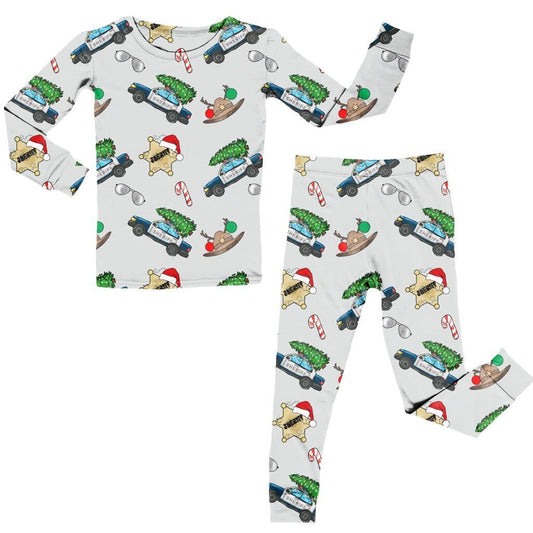 Bamboo Two Piece Pajama Set, Christmas Sheriff