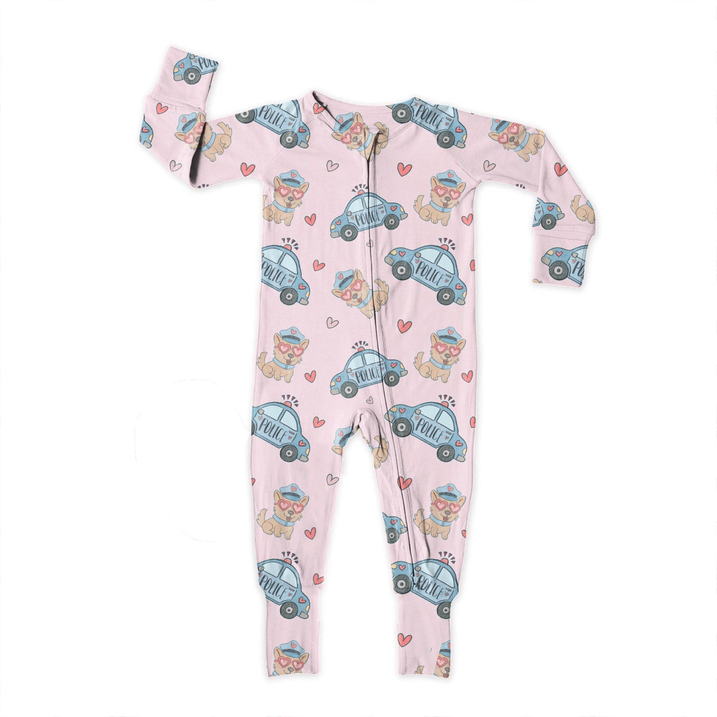 Valentine Pink Police, Bamboo Zipper Footie