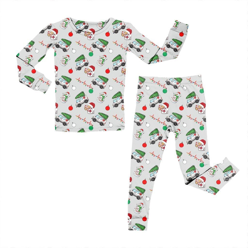 Bamboo Two Piece Pajama Set, Christmas EMS