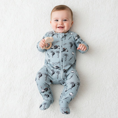 Bamboo Zipper Footie, Lineman