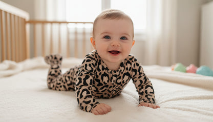 Bamboo Zipper Footie, Leopard