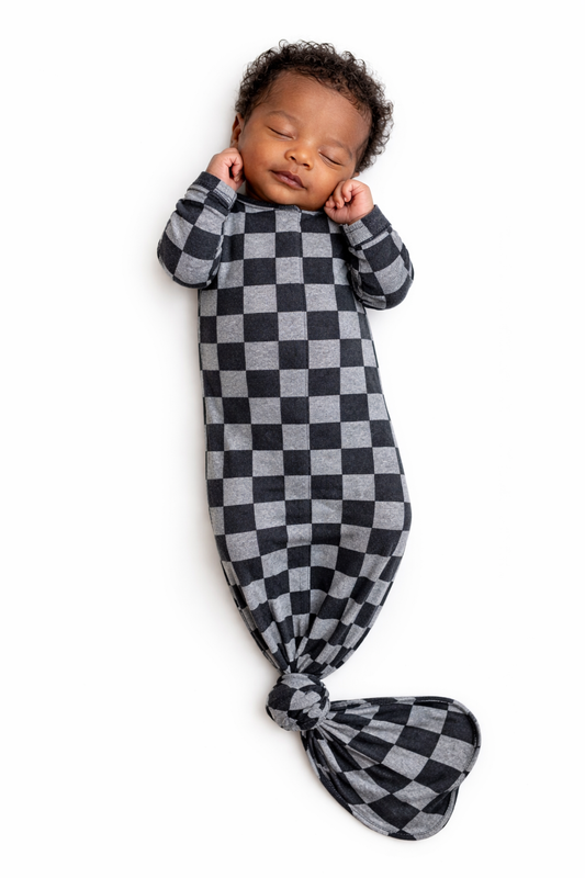 Checkered Dark Grey, Knotted Gowns