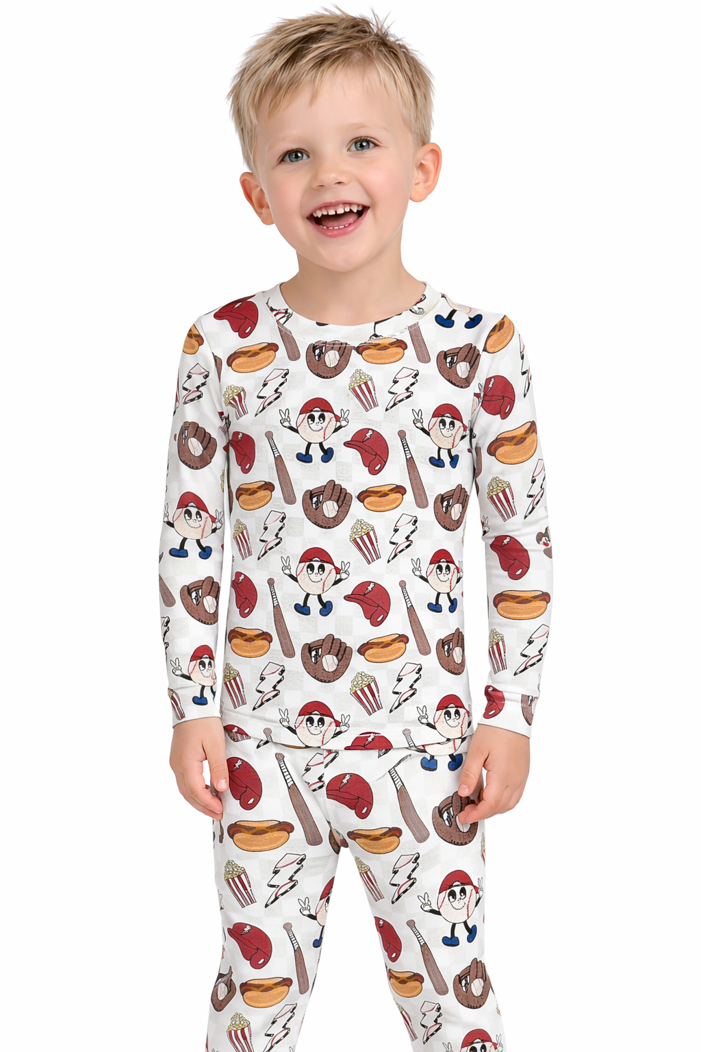 Bamboo Two Piece Pajama Set, Baseball