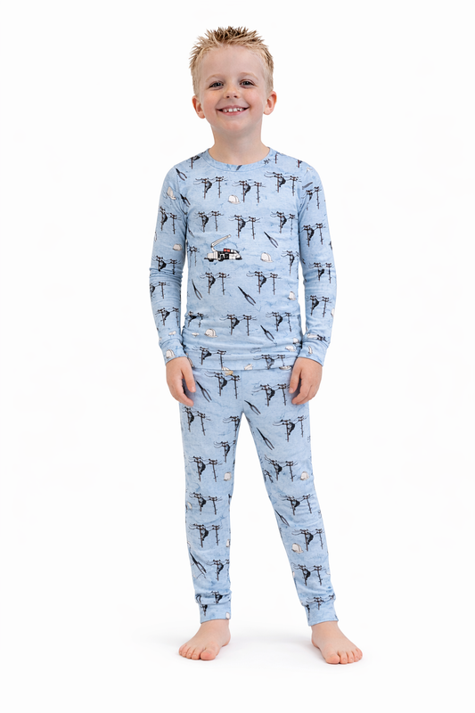 Bamboo Two Piece Pajama Set, Lineman