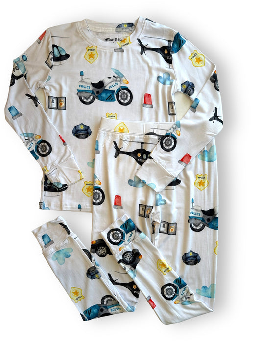 Bamboo Two Piece Pajama Set, Police