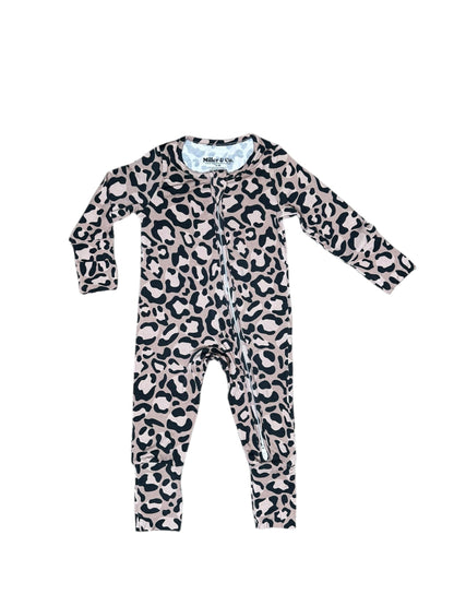 Bamboo Zipper Footie, Leopard