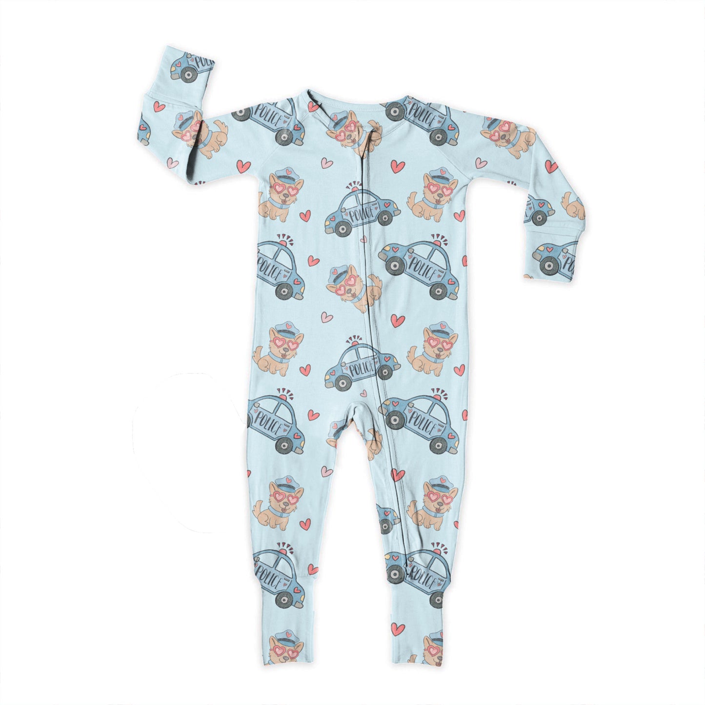 Valentine Blue Police, Bamboo Zipper Footie