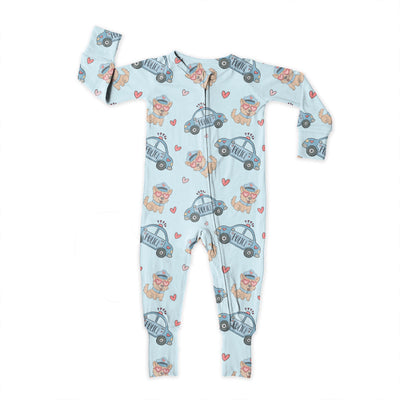 Valentine Blue Police, Bamboo Zipper Footie