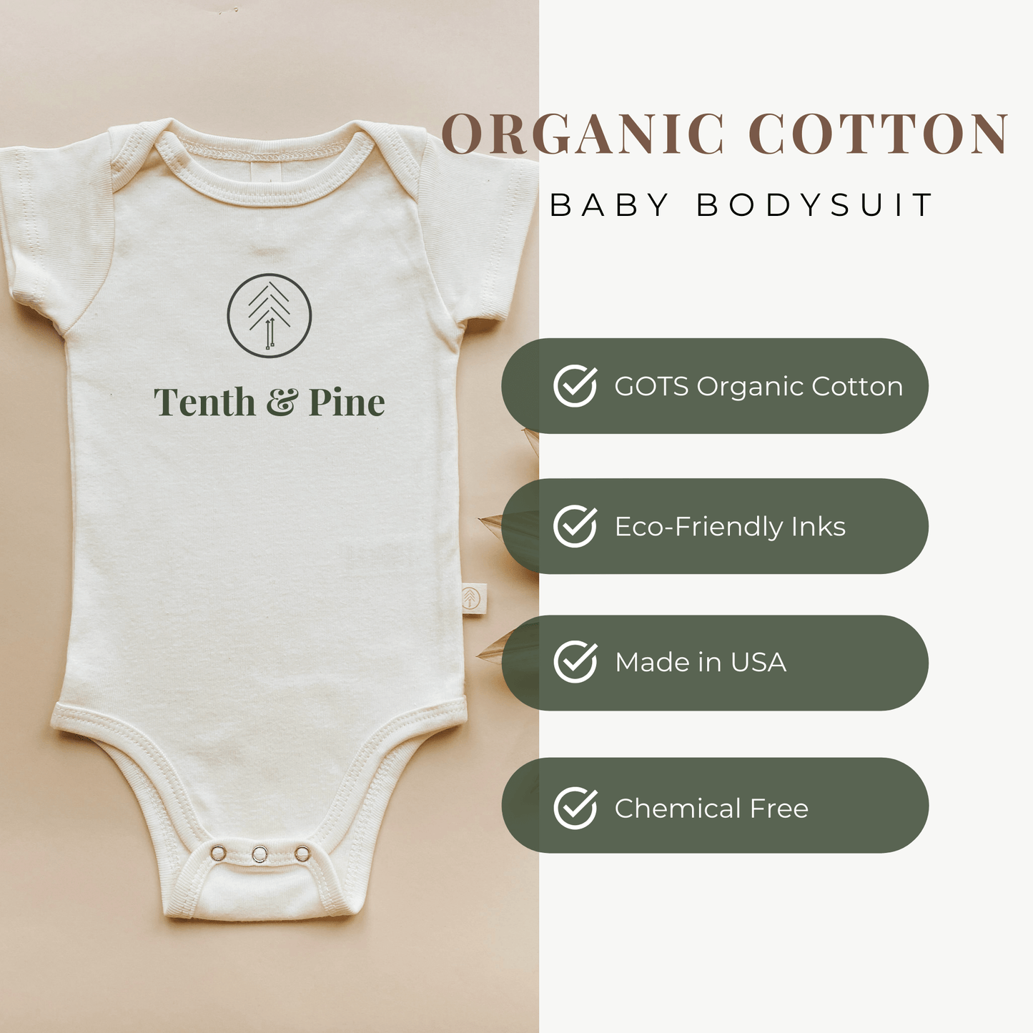 Little Sister Clay Organic Cotton Short Sleeve Baby Bodysuit
