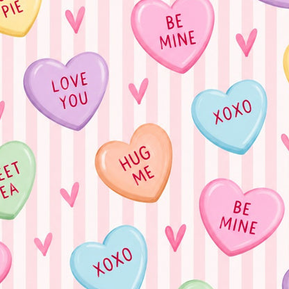 Close-up of the Valentine's Candy Hearts print