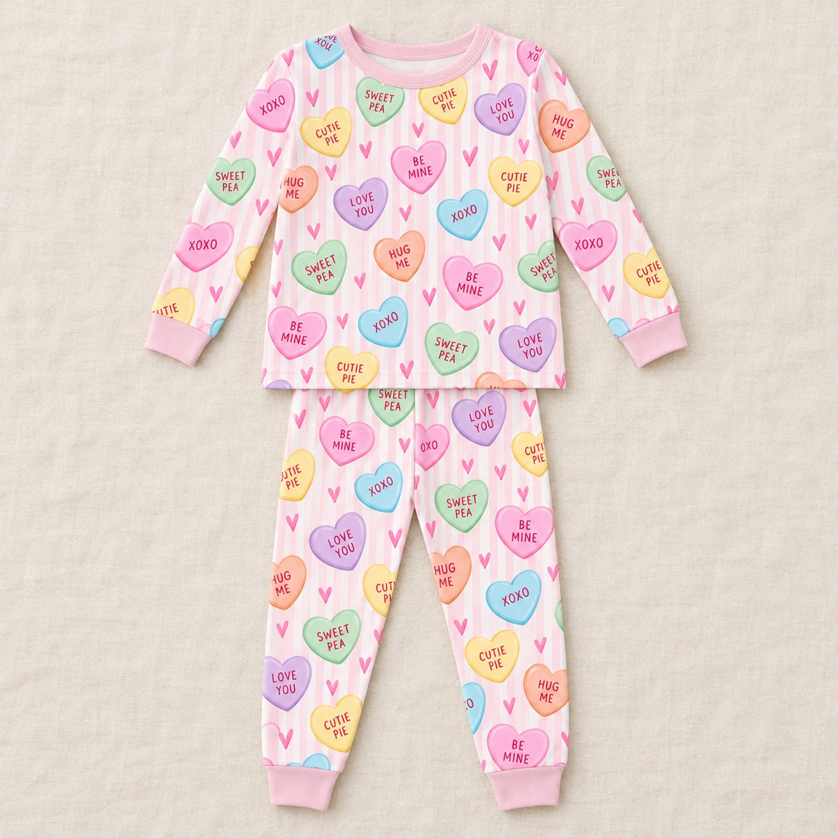 Valentine's Candy Hearts kids two-piece pajama set