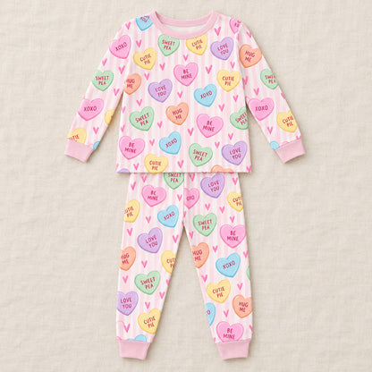 Valentine's Candy Hearts kids two-piece pajama set