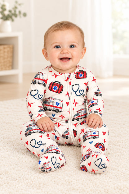 Miller & Co. Valentine's EMS Paramedic matching bamboo pajamas