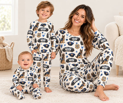 Miller & Co. Valentine's police patrol family matching bamboo pajamas
