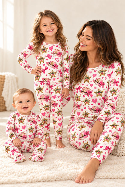 Miller & Co. Valentine's sheriff family matching bamboo pajamas
