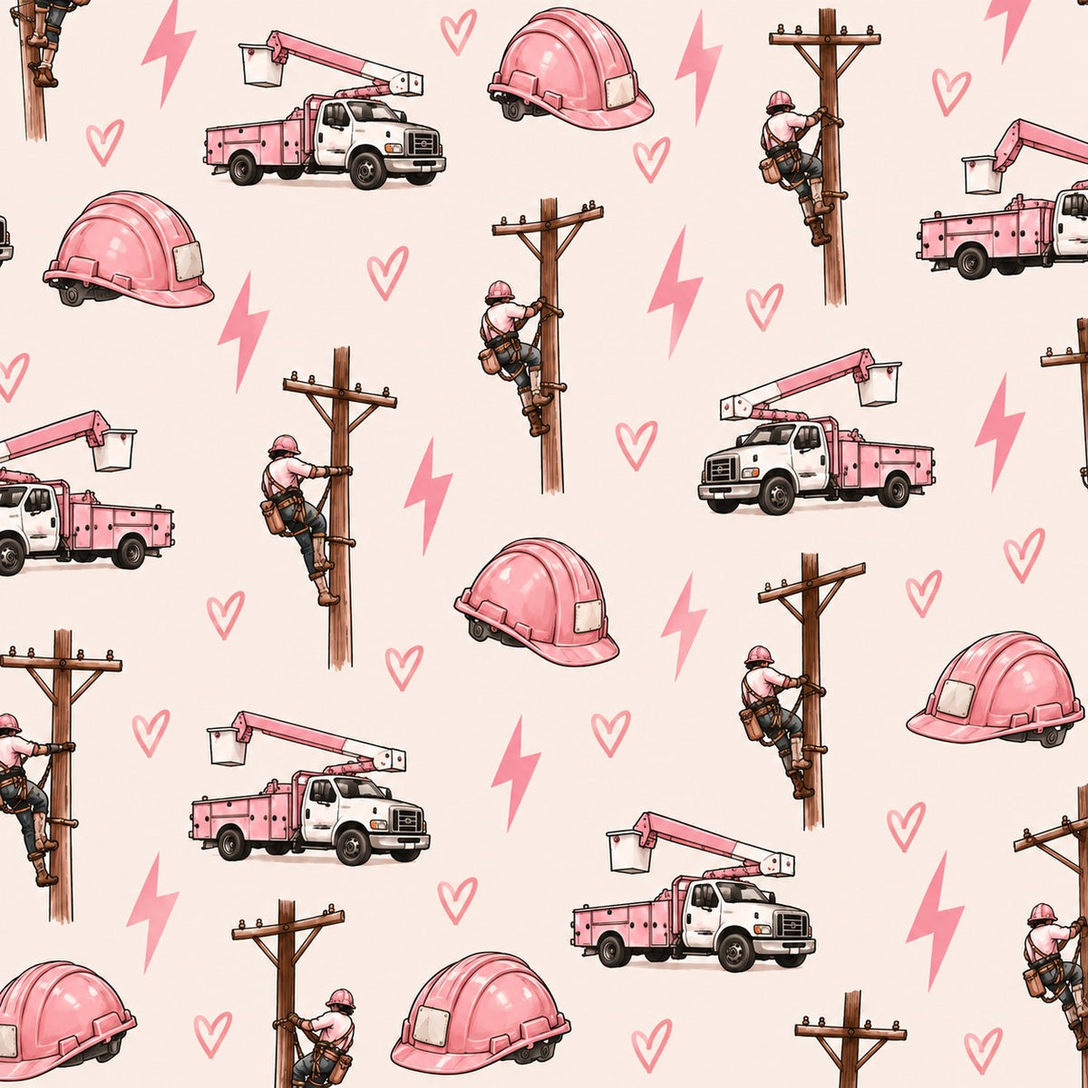 Valentine's Pink Lineman bamboo pajama print