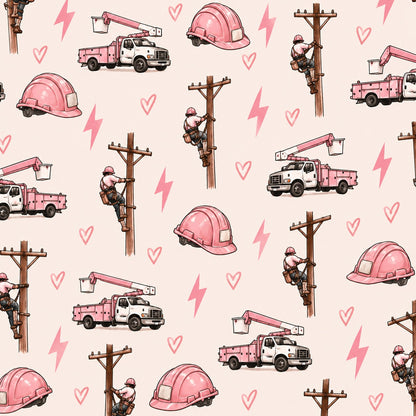 Valentine's Pink Lineman bamboo pajama print