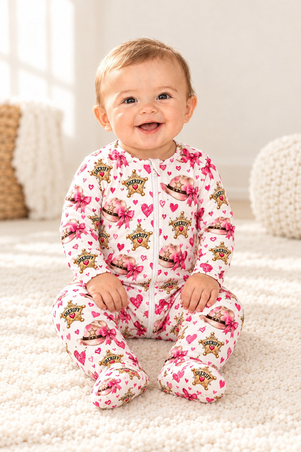 Miller & Co. Valentine's sheriff baby matching bamboo pajamas