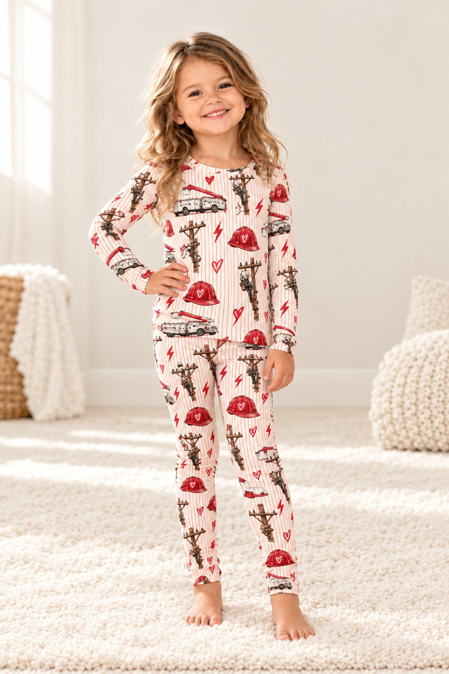 Valentine's Lineman Kids Two-Piece Set